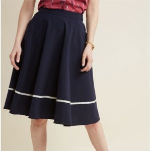 Modcloth: Just Sway This Way A-Line Skirt in Navy